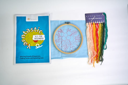 Floral Embroidery Kit for Beginners – Daisy & Peony on Sage Green (Hoop Included)