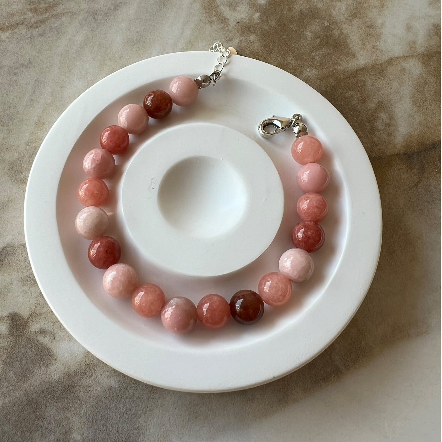 Rhodonite Adjustable Bracelet - Promote compassion,tranquility and stronger relationships; Fit for wrist size 16 to 20cm