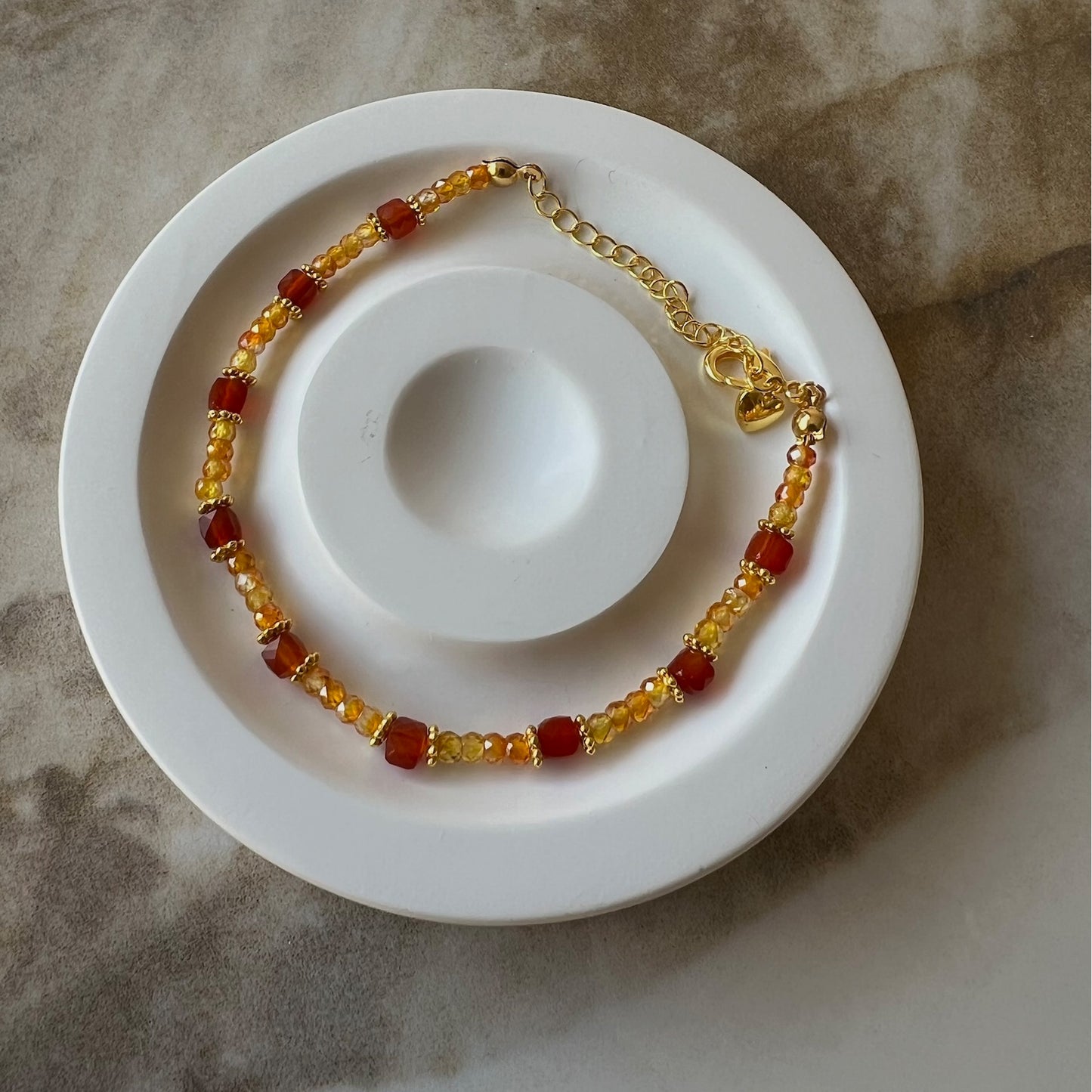 Spessartine Adjustable Bracelet - Promote calming, emotional balance and self-confidence; Fit for wrist size 16 to 20cm