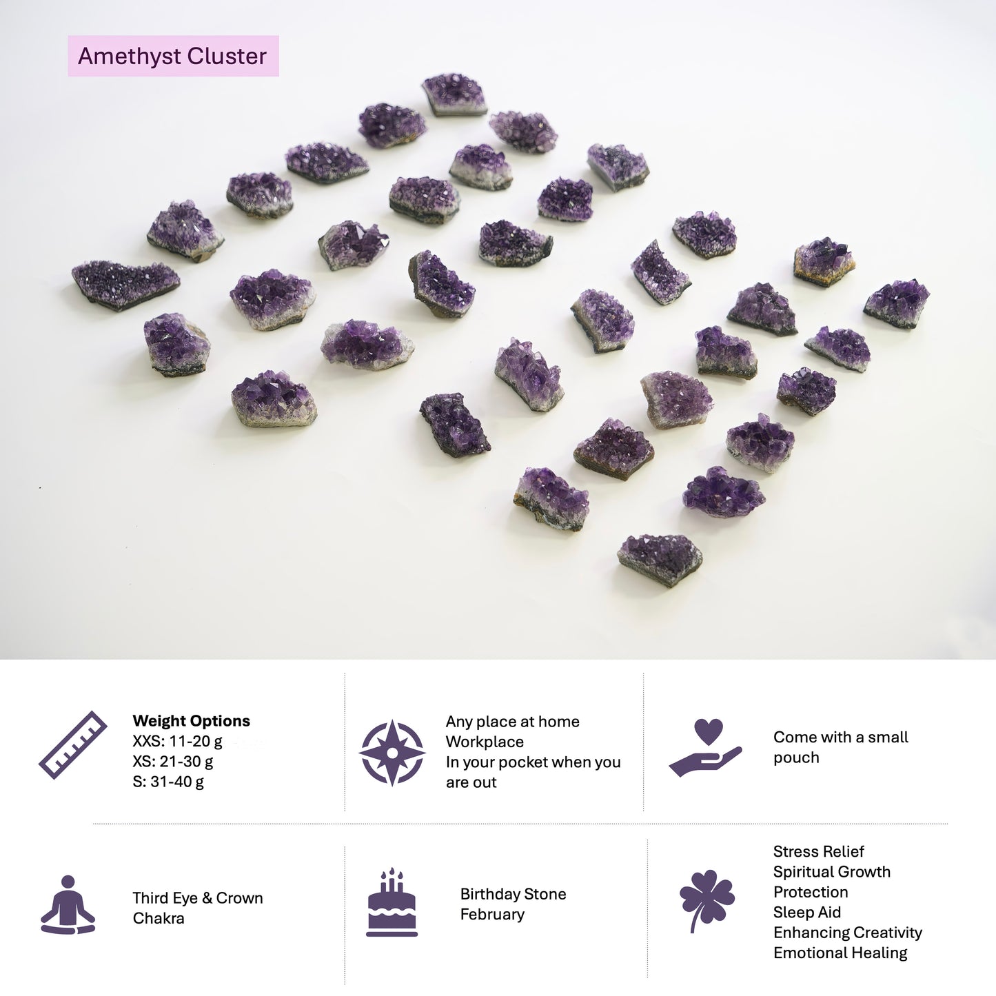 Amethyst Cluster - Spiritual Growth, Healing, Calming, Home Decor