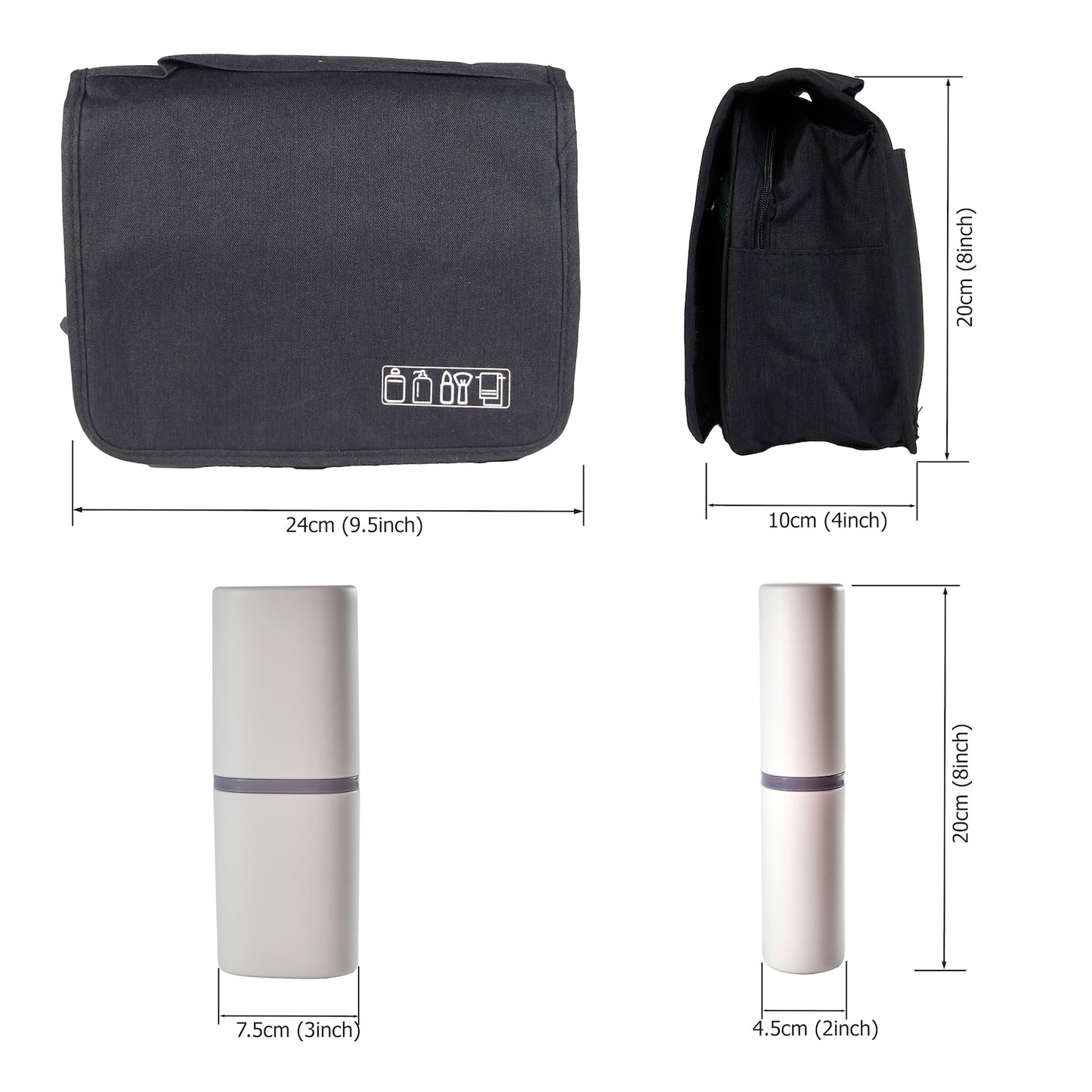 Hanging Travel Toiletry Wash Bag with Toothbrush Case Holder