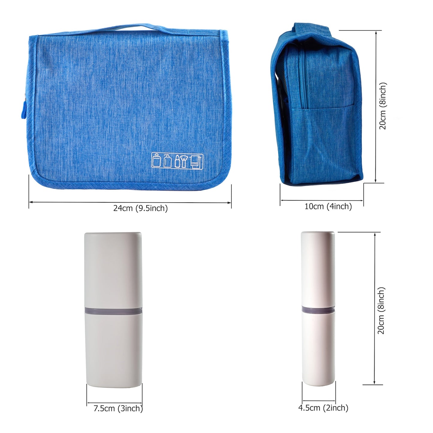 Hanging Travel Toiletry Wash Bag with Toothbrush Case Holder