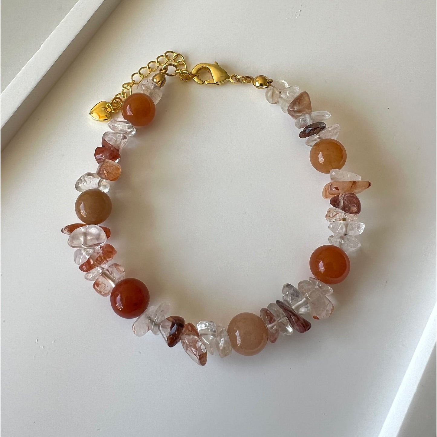 Fire Quartz & Carnelian Adjustable Bracelet - Promote manifestation and boost confidence; Fit for wrist size 16 to 20cm