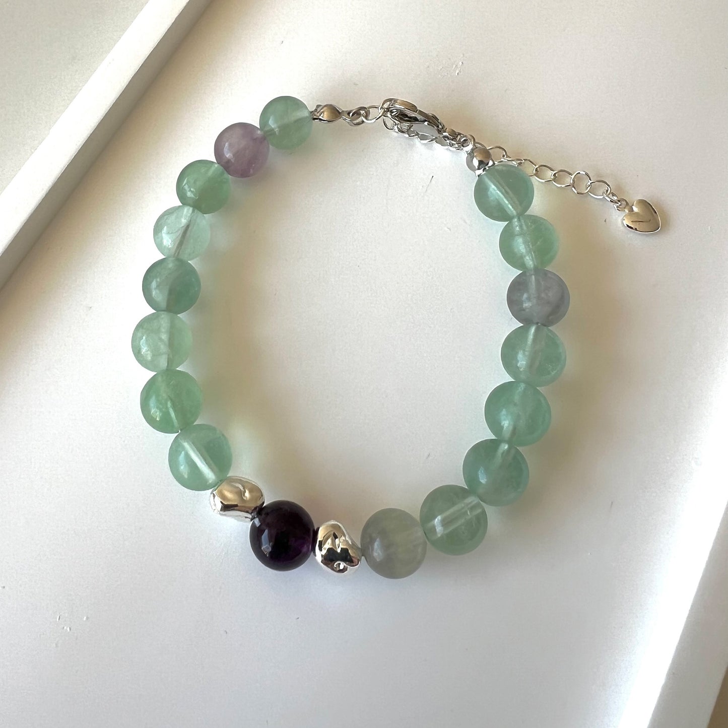 Fluorite Adjustable Bracelet - Promote mental clarity, concentration and decision-making; Fit for wrist size 16 to 20cm