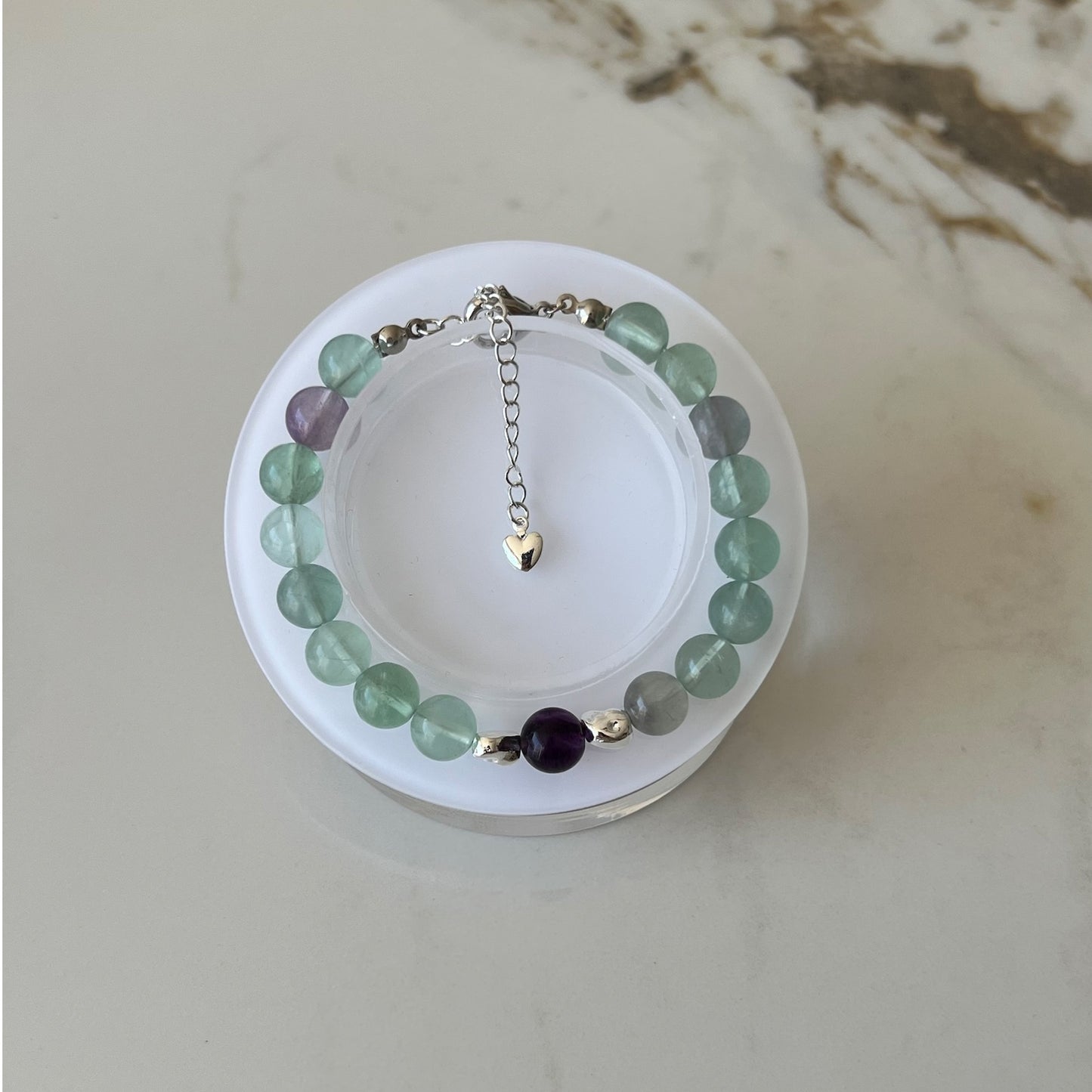 Fluorite Adjustable Bracelet - Promote mental clarity, concentration and decision-making; Fit for wrist size 16 to 20cm