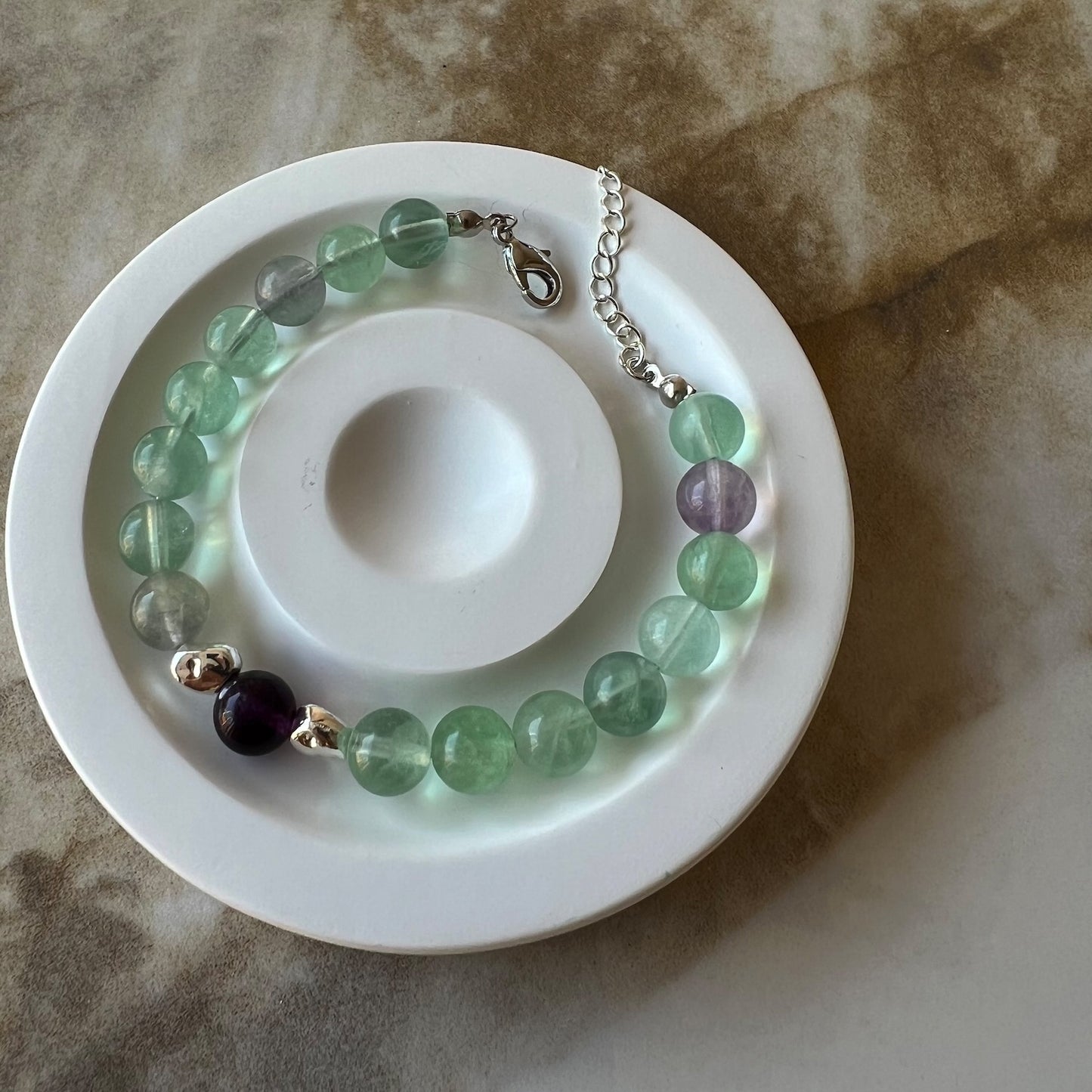 Fluorite Adjustable Bracelet - Promote mental clarity, concentration and decision-making; Fit for wrist size 16 to 20cm