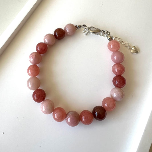 Rhodonite Adjustable Bracelet - Promote compassion,tranquility and stronger relationships; Fit for wrist size 16 to 20cm