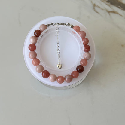 Rhodonite Adjustable Bracelet - Promote compassion,tranquility and stronger relationships; Fit for wrist size 16 to 20cm
