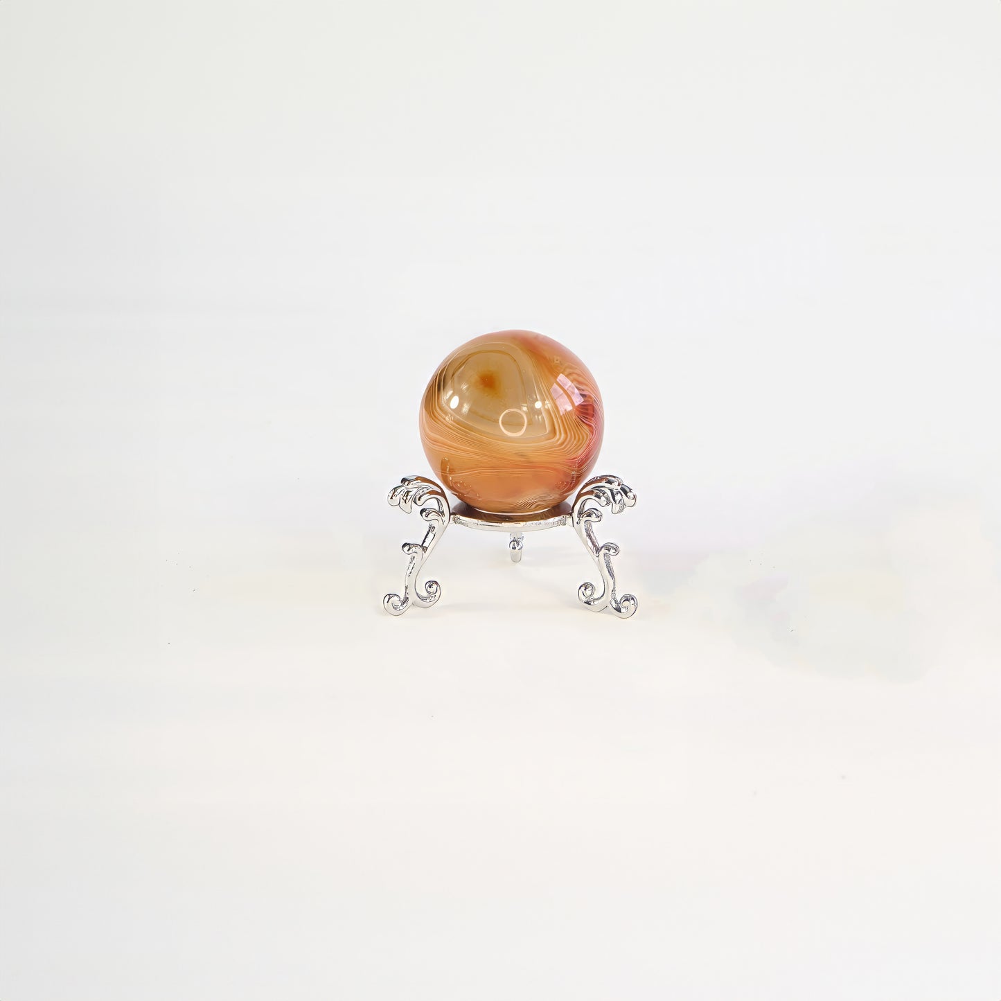 Sardonyx Sphere (4cm) with Gift Pouch & Stand - Perfect for Home Decor, Meditation and Emotional Healing, Feng Shui, Unique Gifts