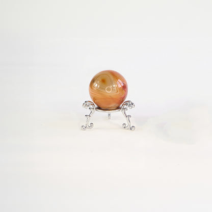 Sardonyx Sphere (4cm) with Gift Pouch & Stand - Perfect for Home Decor, Meditation and Emotional Healing, Feng Shui, Unique Gifts