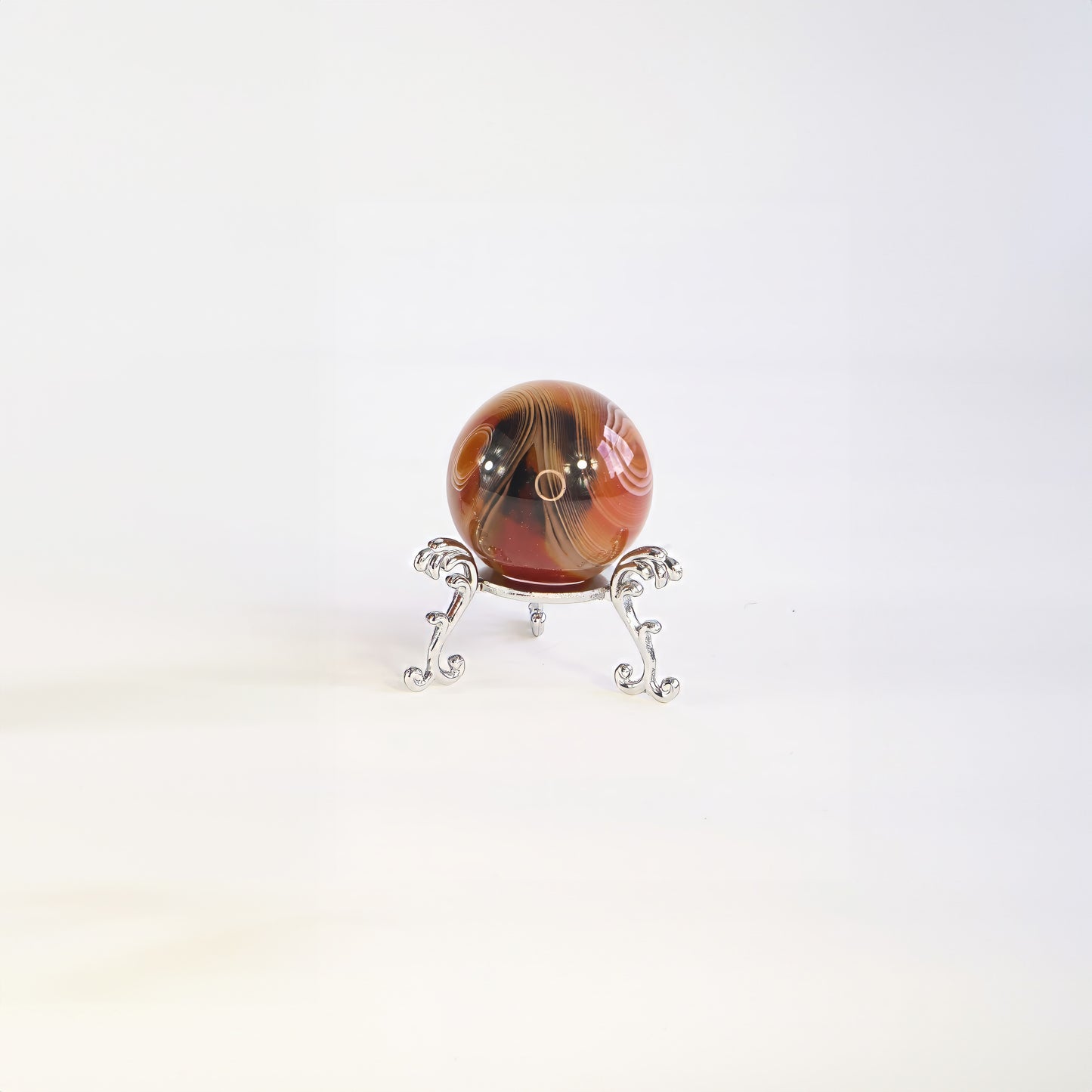 Sardonyx Sphere (4cm) with Gift Pouch & Stand - Perfect for Home Decor, Meditation and Emotional Healing, Feng Shui, Unique Gifts