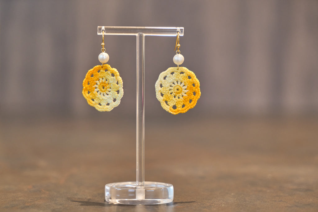 Yarntastic Handmade Micro-crochet 14K Gold Filled Dangle Hoop Earrings