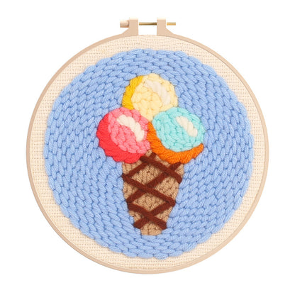 Punch Needle Kit for Beginners – Ice Cream (15cm Hoop)