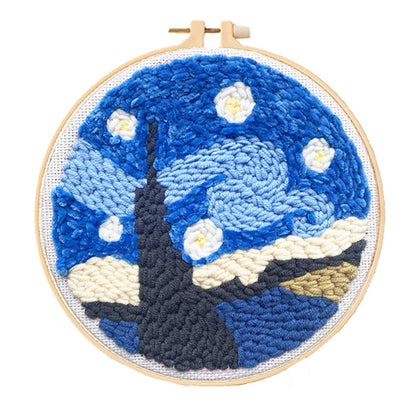 Punch Needle Kit for Beginners – The Starry Night (19cm Hoop)