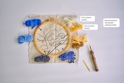 Punch Needle Kit for Beginners – The Starry Night (19cm Hoop)