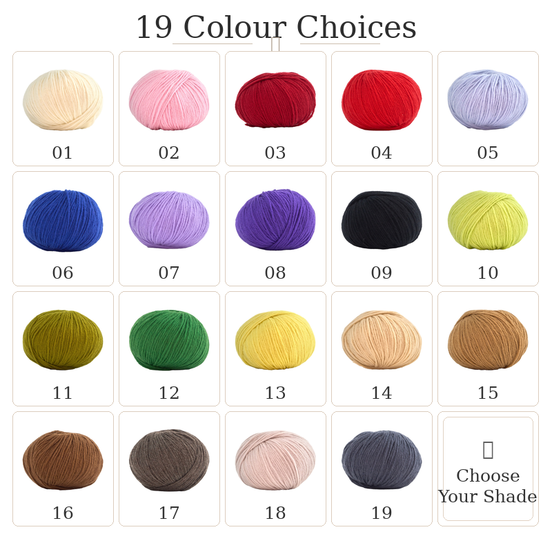 Merino DK Yarn - 100% Pure Merino Wool, 50g / 130m, 19 Colours